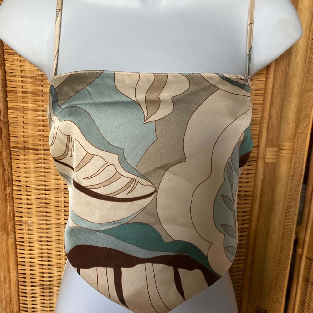 Y2K Abstract Satin Print Women's Top